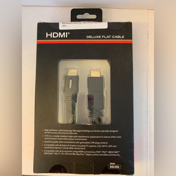 RDS Industries Deluxe Flat Cable for XBOX ONE & PLAYSTATION 4 10 foot cable - Picture 2 of 4